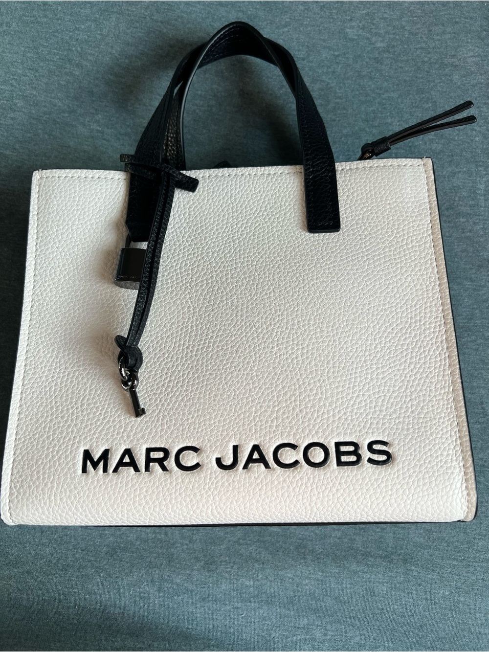 Marc Jacobs White Leather Tote with Black Accents